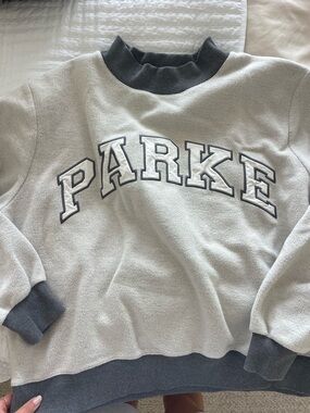 PARKER Plush Fleece Crewneck Sweatshirt - Light Gray & Charcoal
